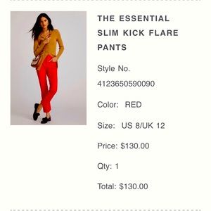 Anthropologie Maeve The Essential Slim Kick Flare Pants - Red